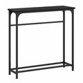 Industrieller Konsolentisch Schwarz Eichenoptik mit Regal, 75x19,5x75 cm, Moderner Eingangsbereich Organizer
