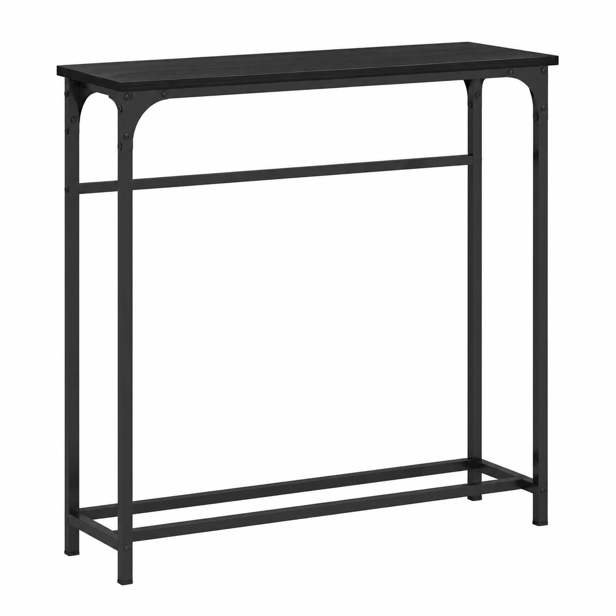 Industrieller Konsolentisch Schwarz Eichenoptik mit Regal, 75x19,5x75 cm, Moderner Eingangsbereich Organizer