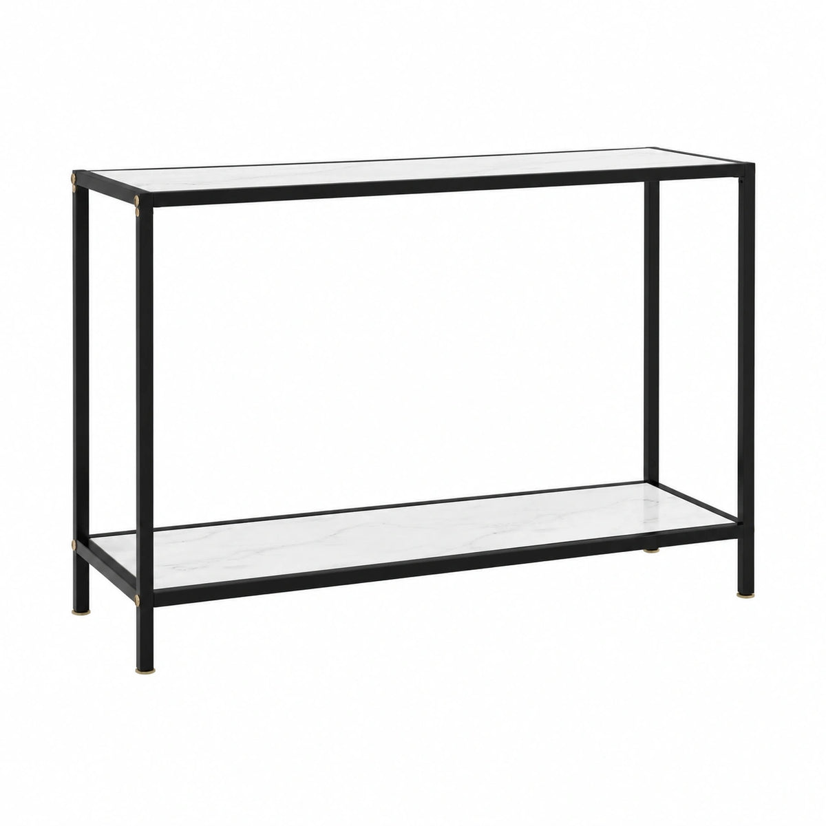 Moderner Konsolentisch aus Hartglas und Stahl, weiß, 120x35x75 cm