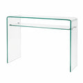 Moderner Konsolentisch aus klarem Glas mit Ablage, 100cm