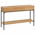 Moderner Konsolentisch Tessa mit 3 grifflosen Schubladen, Holzdekor und schwarzem Metallrahmen – Ideale Lösung für Flur und Wohnzimmer – Größe 120x35x80,5 cm