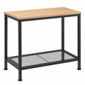 Industrieller Beistelltisch aus Holz und Metall mit Gitterablage – Ideal für Wohnzimmer und Schlafzimmer