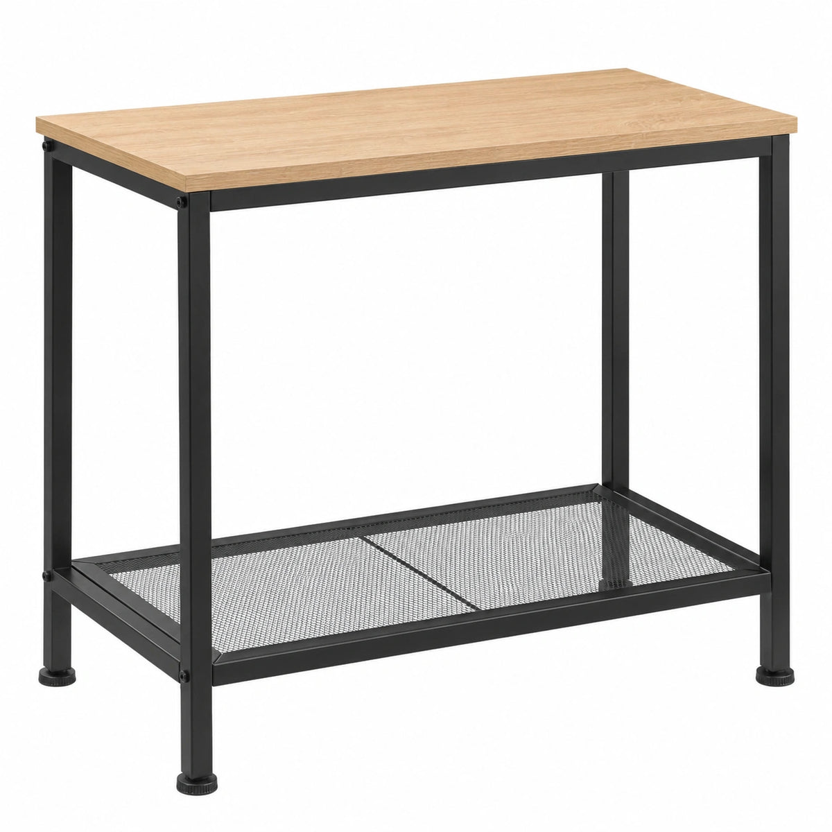Industrieller Beistelltisch aus Holz und Metall mit Gitterablage – Ideal für Wohnzimmer und Schlafzimmer