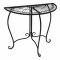 Halbrunder Metalltisch in Schwarz - Vintage-Wanddesign Beistelltisch für Garten und Balkon