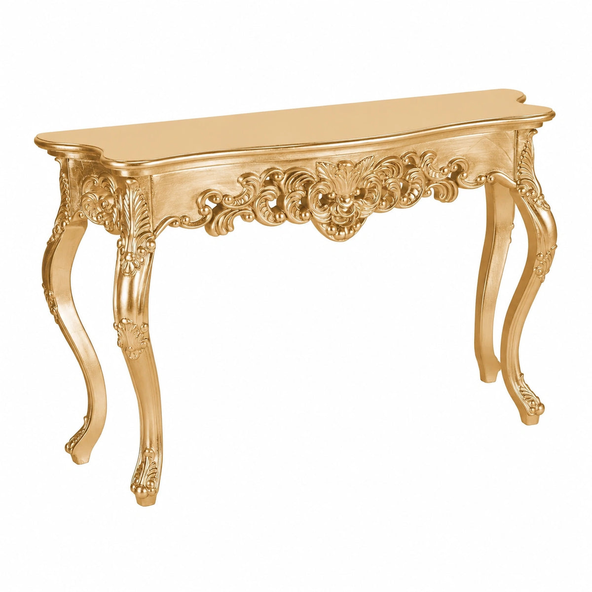 Eleganter Barock-Konsole Venedig 110 cm, Gold, Handgefertigter Beistelltisch