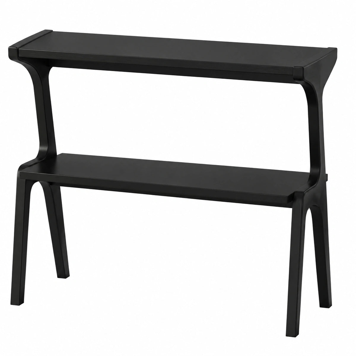 Schmaler Konsolentisch aus Holz mit 2 Regalen, 30x70x67 cm, Flur- und Wohnzimmermöbel in Schwarz