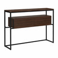 Moderner Konsolentisch mit Schublade, Metall und MDF, Walnussdekor, 80x120x40cm