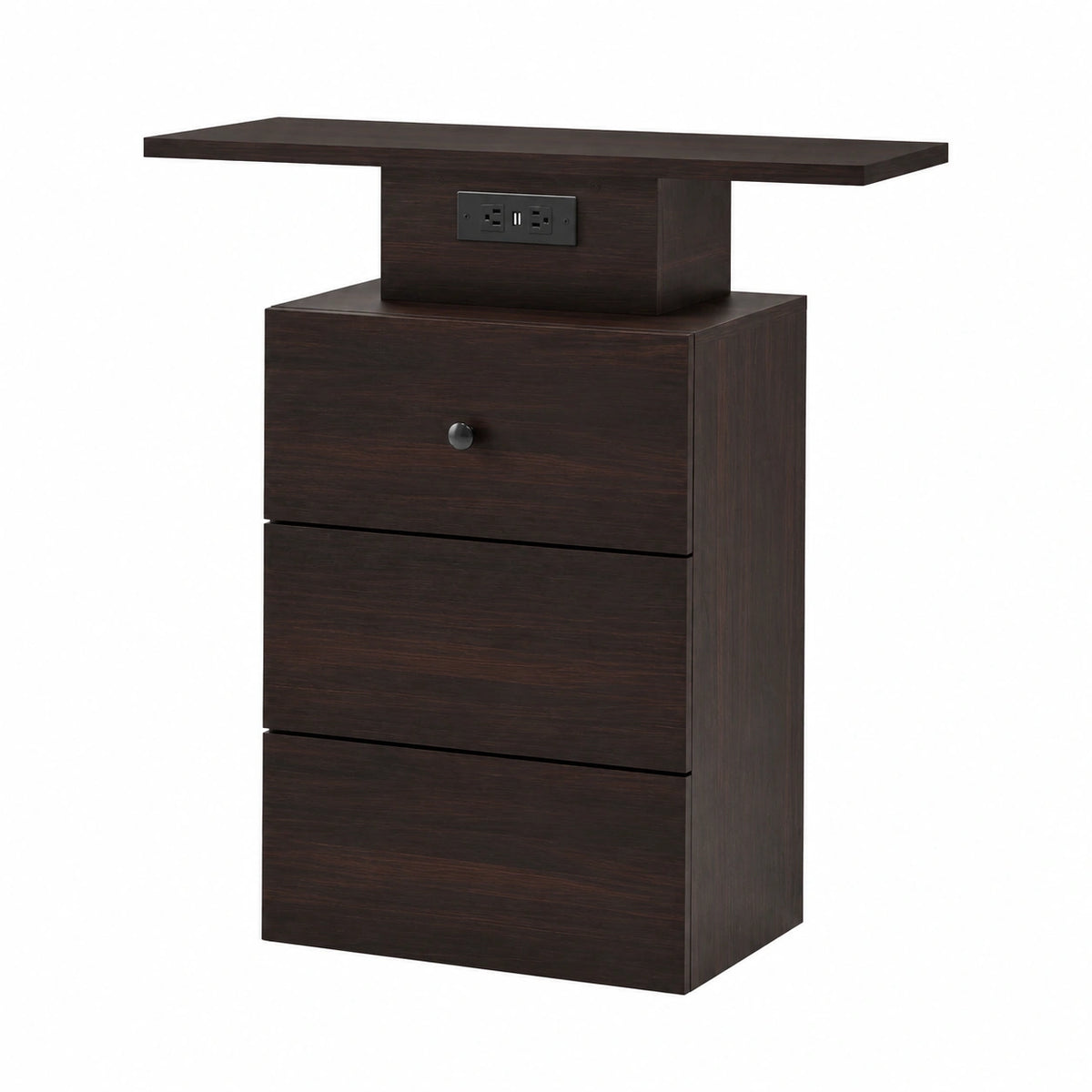 Moderner Konsolentisch mit Schubladen und LED-Beleuchtung, Schwarz 80 cm
